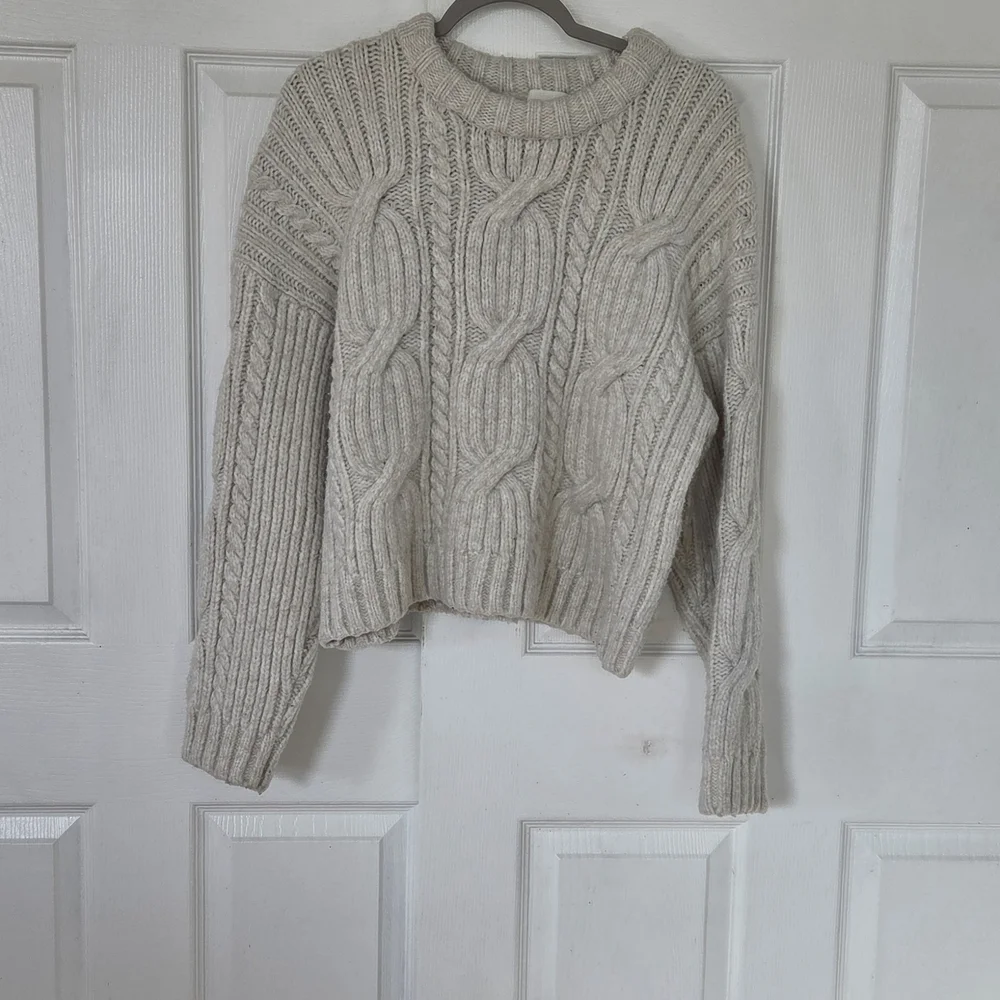 H&M Alpaca Blend Cable Knit Sweater Cream Medium - Picture 3 of 7